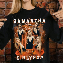 Personlig Retro Orange Bootleg Y2K Rap för Tjejer T Shirt