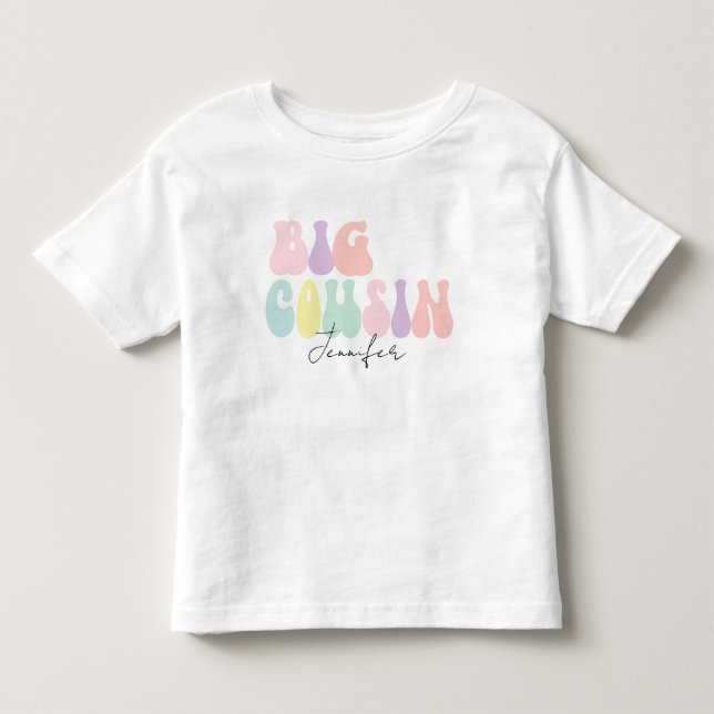Personlig Retro Pastel Big Cousin | ANPASSNINGSBAR T Shirt (Framsida)