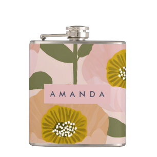 Personlig Retro Peach och Rosa Blommigt Stil Fickplunta