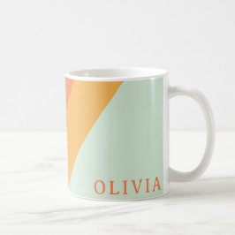 Personlig Retro Rand Mint Peach Pastel Kaffemugg