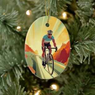 Personlig Retro Road Cyclist Bike jul Julgransprydnad Keramik