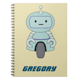 Personlig Retro Robot Illustration Anteckningsbok Med Spiral