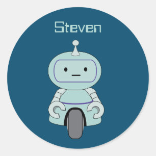 Personlig Retro Robot Illustration Runt Klistermärke