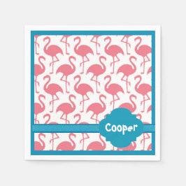 Personlig Retro Rosa Flamingo Party Napkins Pappersservett