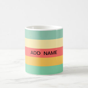 Personlig Retro Rosa Gult Grönt Blue Rand Kaffemugg