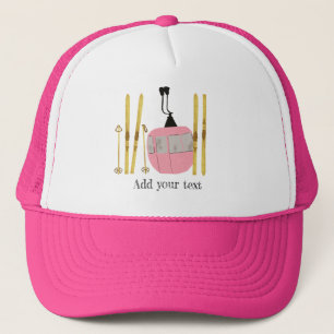 Personlig Retro Rosa Ski Hiss Gondola Keps
