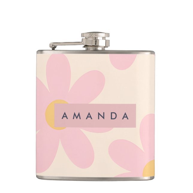 Personlig Retro Rosa Tusenskönas Blommotiv Fickplunta (Framsidan)