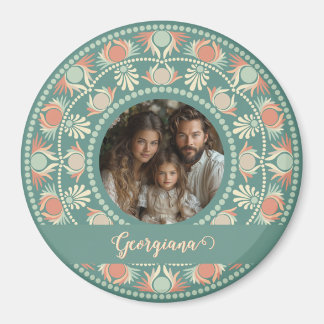 Personlig Retro Sage & Sand Mandala Photo Ram Magnet