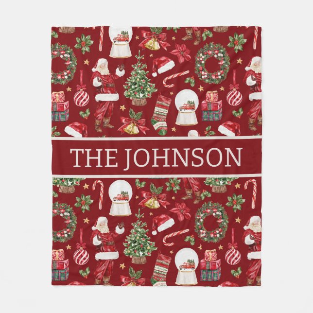 Personlig Retro Santa Fleece Blanket (Framsidan)