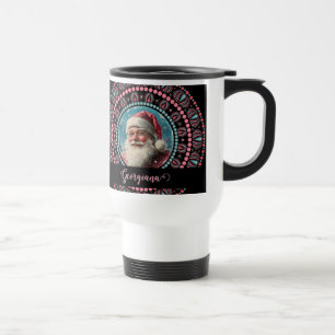 Personlig Retro Santa Pinkmas Blommigt Mandala Resemugg