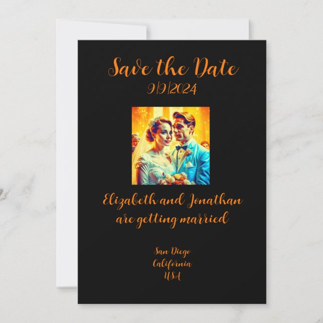 Personlig Retro Save the Date Bröllopskort Spara Datumet (Framsida)