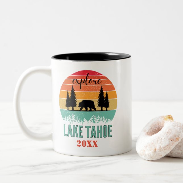 Personlig Retro Sjö Tahoe California Souvenir Två-Tonad Mugg (Med munk)