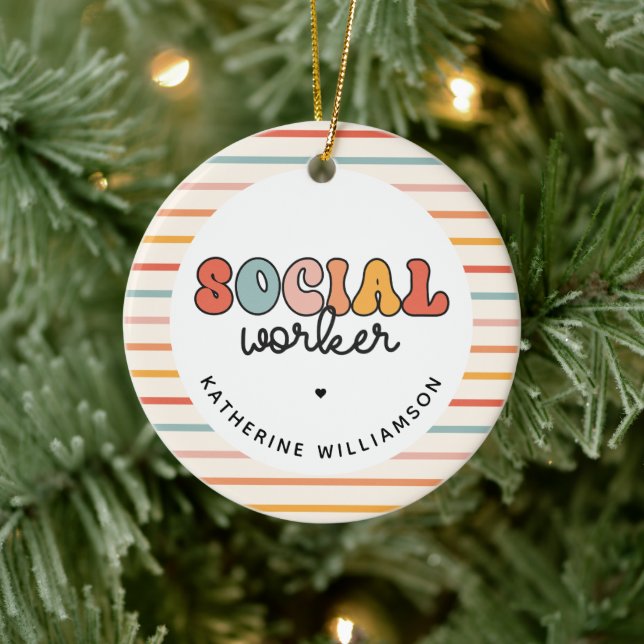 Personlig Retro Social Worker Julgransprydnad Keramik (Träd)