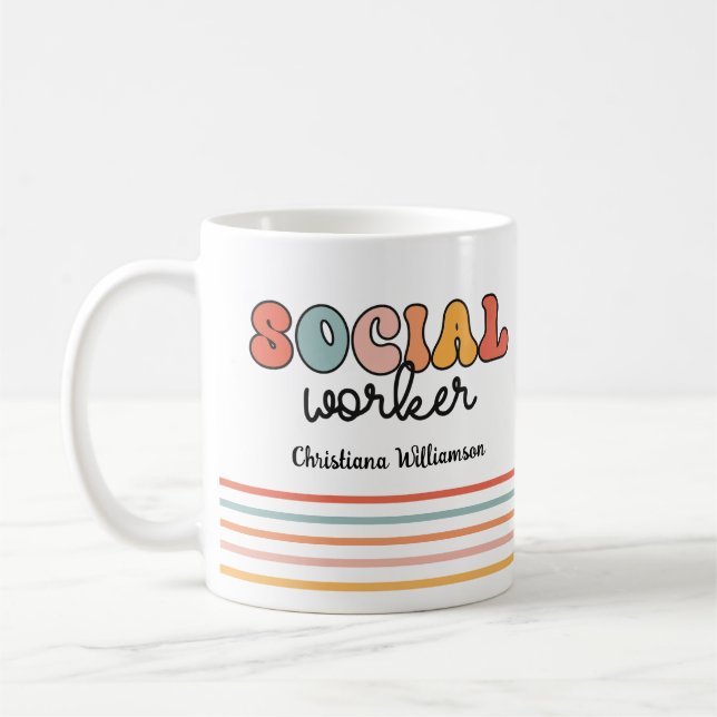 Personlig Retro Social Worker Kaffemugg (Vänster)