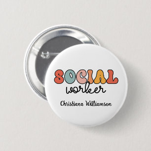Personlig Retro Social Worker Knapp