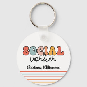 Personlig Retro Social Worker Nyckelring