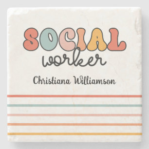 Personlig Retro Social Worker Stenunderlägg