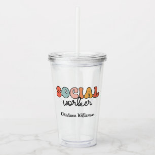 Personlig Retro Social Worker Take Away Mugg
