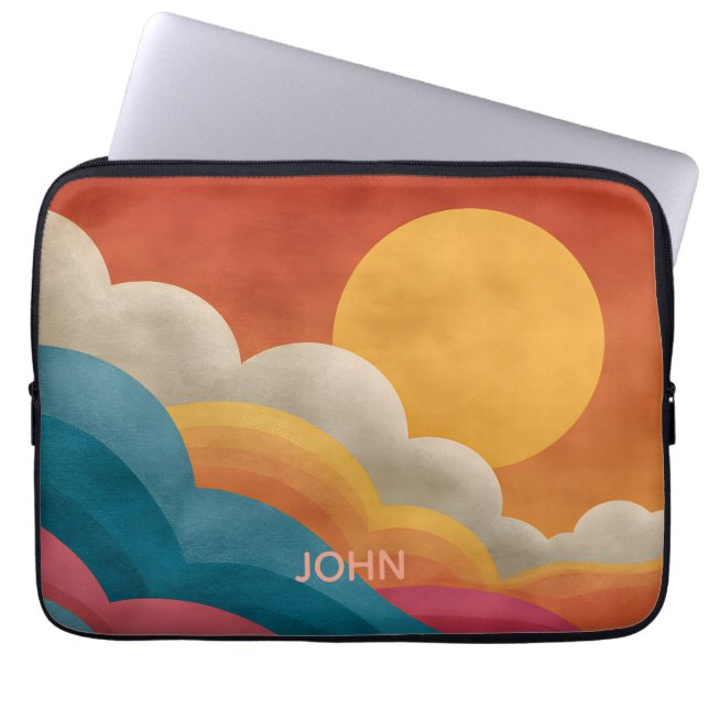 Personlig Retro Solnedgångs Laptopskydd | Anpassad (Framsidan)