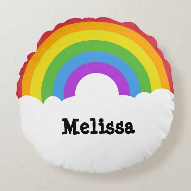 Personlig Retro Stil Round Rainbow Rund Kudde (Framsidan)