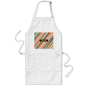 Personlig Retro Stripe Long Apron Färgstark Långt Förkläde
