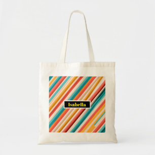 Personlig Retro Stripe Mönster Tote Färgstark Tygkasse