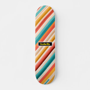 Personlig Retro Stripe Skateboard Färgstark