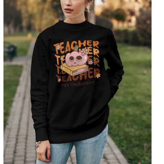 Personlig Retro Teacher Halloween-Pumpkin T Shirt (Skapare uppladdad)