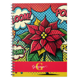 Personlig Retro Tecknad Bok Pop Art Poinsettia Anteckningsbok
