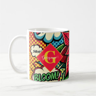 Personlig Retro Tecknad Bok Pop Art Poinsettia Kaffemugg