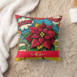 Personlig Retro Tecknad Bok Pop Art Poinsettia Kudde