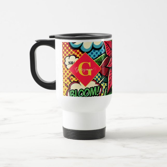 Personlig Retro Tecknad Bok Pop Art Poinsettia Resemugg (Vänster)