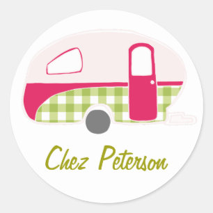 Personlig Retro Vintage Caravan Design Stickers Runt Klistermärke