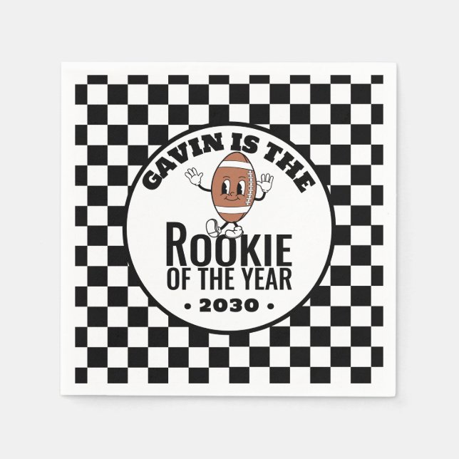 Personlig Retro Vintage Football Födelsedagsfest Pappersservett (Framsidan)