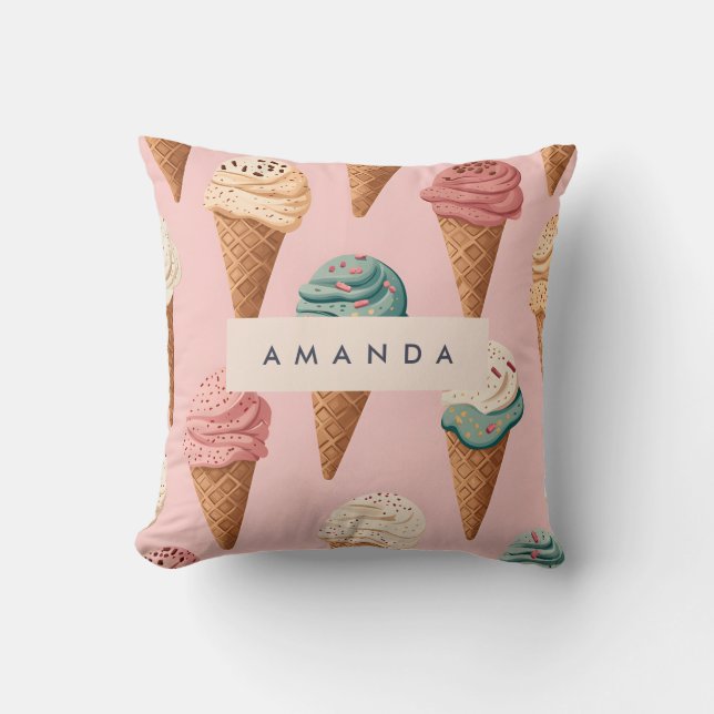 Personlig Retro Vintage Ice Cream Cone Mönster Kudde (Framsida)