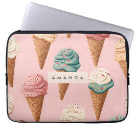 Personlig Retro Vintage Ice Cream Cone Mönster Laptop Fodral