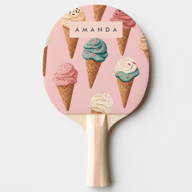 Personlig Retro Vintage Ice Cream Cone Mönster Pingisracket (Framsidan)