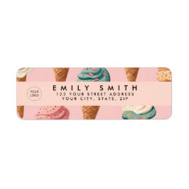 Personlig Retro Vintage Ice Cream Cone Mönster Returadress Etikett