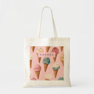 Personlig Retro Vintage Ice Cream Cone Mönster Tygkasse