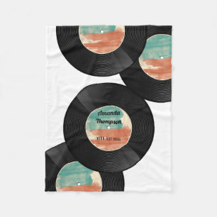 Personlig Retro Vinyl Record Music Album Fleecefilt