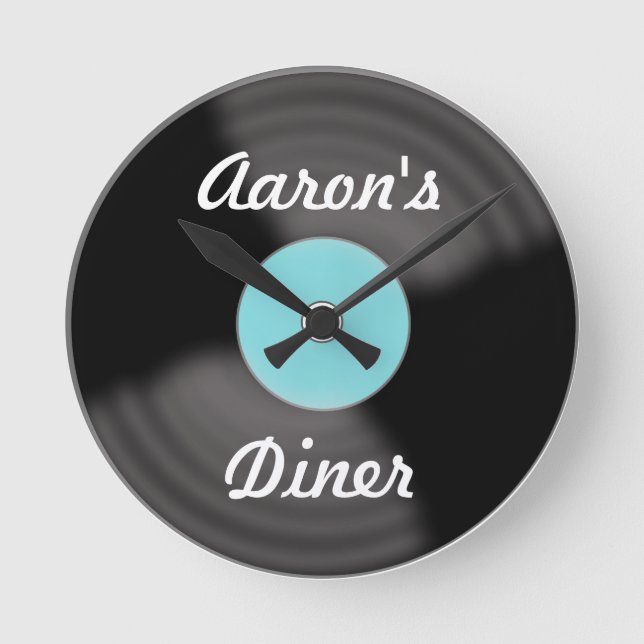 Personlig Retro Vinyl Record Wall Clock Gift Rund Klocka (Framsida)