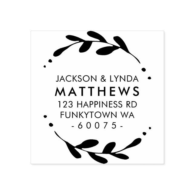 PERSONLIG RETURADRESS foliage ram enkel Stämpel (Tryck)