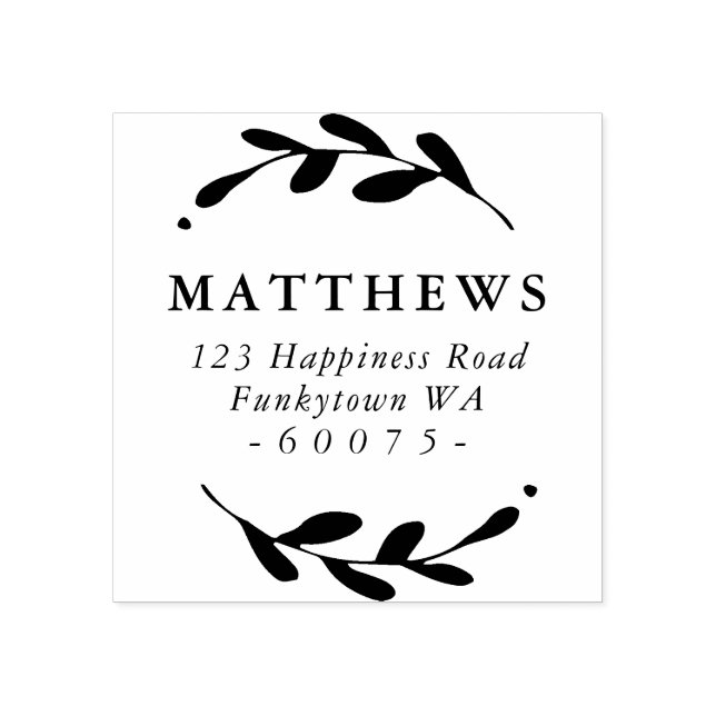 PERSONLIG RETURADRESS foliage ram enkel Stämpel (Tryck)