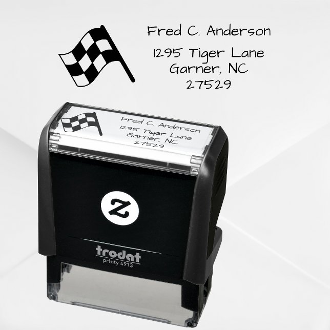 Personlig returadress med rutig tävlingsflagga självfärgande stämpel (🏁 Stamp your address with racing flair! ✉️)