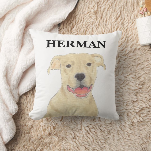 Personlig Reversibl Fawn Tan Pitbull Hund Kudde (Filt)
