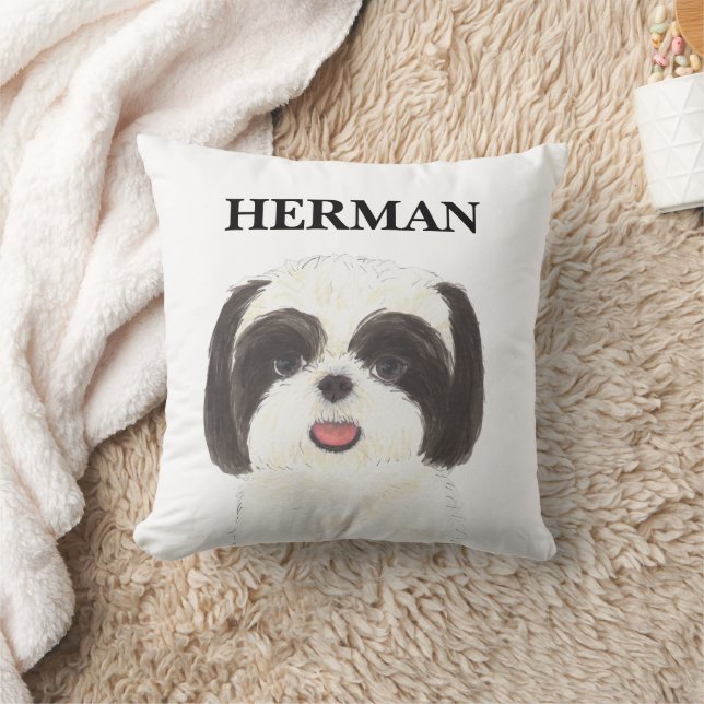 Personlig Reversible Black and White Shih Tzu Kudde (Filt)