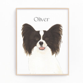 Personlig Reversible Black & White Papillon Hund Fototryck