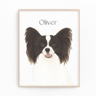 Personlig Reversible Black & White Papillon Hund Fototryck