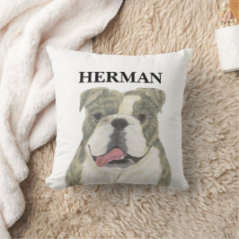 Personlig Reversible Brindle English Bulldog Kudde