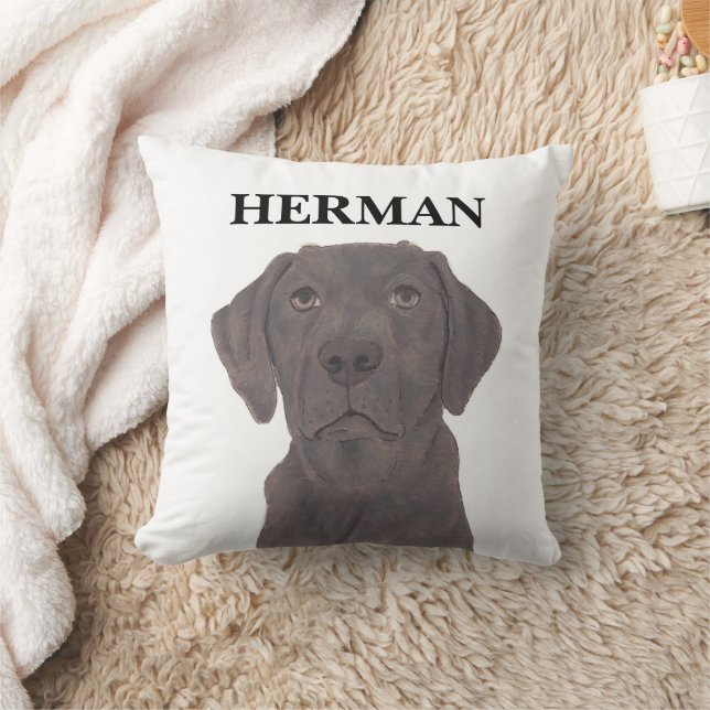 Personlig Reversible Chocolate Labrador Kudde (Filt)